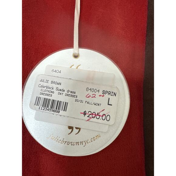 Julie Brown Faux Suede Dress Size L NWT Tri-Color Sleeveless Shift Colorblock - Picture 7 of 8